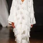 Marina Bitu White Fringe Kimono Jacket Long Button Front Size U =OS Photo 1