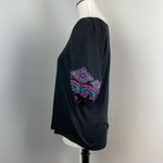 Floral Embroidered Puff Sleeve Blouse Top Telluride Clothing Medium Black Photo 6