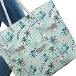 TROPICAL LEAVES, FLAMINGOS AND JAGUARS OH MY! TOTE BAG 19X15 Photo 6