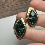 Swavorski Swarovski Crystal Green Gold Tone Stud Pierced Earrings (Swan Marked) Photo 2