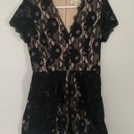 Francesca's Francesca’s Black & Cream Lace Romper  Photo 1