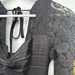 Topshop  Black Satin Long Midi Dress Floral Embroidery Size 2 Formal Photo 3