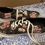 Vans  Black and Pink Floral Sneakers Photo 0