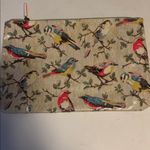 Cath Kidston Floral Bird Patent Leather Pouch Zip Closure Cream and Red Blue Photo 2