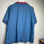 vintage 90s 1990s retro red white Blue denim button Photo 7