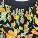 Adelyn Rae Adeyln Rae Black Fruit Floral Print Tiered Midi Dress Tie Shoulder Smocked NWT Photo 7