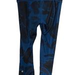 Lululemon  Size 4 Run Inspire Crop II Blue Jumbo Inky Floral Print Leggings Photo 3
