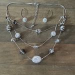 Ross Simons Ross + Simmons multi chain layered paved station bead necklace and earrings set Photo 1