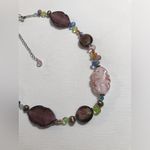 Premier Designs Unique Feminine Pastel Pink Purple Glass Bead Necklace 16 inches Photo 3