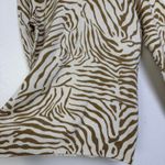 J. McLaughlin  Cashmere Sweater Womens S Cream Tan Pullover Animal Print Zebra Photo 2