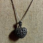 Sterling Silver Marcasite Heart Locket Pendant Necklace 925 A China SU Chain Photo 0