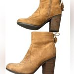 Parker & Sky  Ankle Boots Size 8.5 Cognac Brown Faux Suede Block Heel 3.5” Zip Photo 2