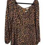 Main Strip Animal Print Romper lined shorts, pockets, zip back, long sleeve Photo 0