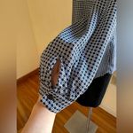 Kenar  Blue & White Circle Blouse Design W Pockets In Front SZ M Photo 3