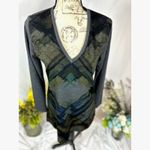 Go Couture Vintage  Abstract Sweater V-neck Boho Lightweight XL Photo 3