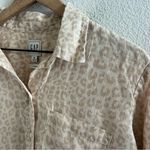 Gap  100% Linen Neutral Leopard Long Sleeve Button Front Top Blouse Shirt Medium Photo 3