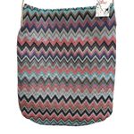 RAJ Multicolor Zig Zag Woven Crossbody Bag Tan Black Adj Strap Magnet Close NEW Blue Photo 2
