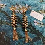 Anthropologie Anton Heunis Long Ladder Statement Earrings Gold  Pearl Swarovski Photo 0