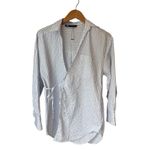 ZARA  Blue & White Oversized Crushed Striped Wrap Shirt Photo 7