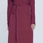 Universal Standard  Wrap Front Midi Dress Cabarnet Long Sleeve Size 20 Photo 0
