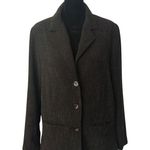 Chico's  1 Black Textured Blazer Jacket Silk Lining Bamboo Chinese Size M Brown Photo 0
