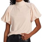 Free People | NWT Claudia Puff-Sleeve Velvet Blush Pink Champagne Toast | Medium Photo 0