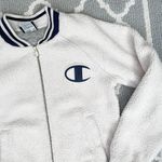 Champion Cream Sherpa Bomber Varsity Jacket Photo 6