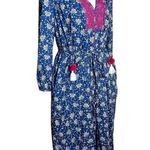 J.Crew Belted Tunic Midi Dress Cerulean Night Sky Block Print Small Beach Resort Blue Photo 1