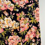 Loft  black and pink floral button down midi skirt Photo 1