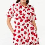 Free Assembly Floral Wrap Shirt Dress Womens XS White Red Photo 1
