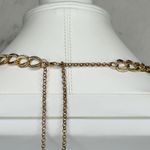 Faux Pearl Charm Long Textured Chain Link Gold Tone Necklace Photo 11
