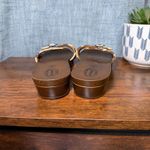 Dr Scholls The Original Sandal Size 8 Wood Platform Slide Leopard Buckle Retro Brown Photo 3