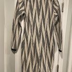 Samsara Size 10 Black Cream Knit Chevron Long Sleeve Dress Faux Leather Pockets Photo 6