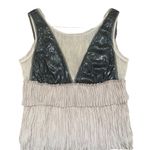 BCBGMAXAZRIA Bryna Black Sequin Plunge Ruffle Top Photo 0