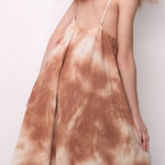 ZARA NWT  Womens Boho Vacation Embroidered Knit Tie Dye Maxi Dress‎ Size S Beige Photo 0