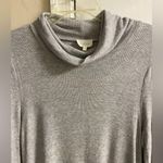 Deletta Anthropologie  grey ribbed knit tunic top swing turtleneck Large Photo 2
