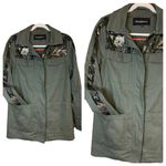 Madden NYC Women's Jacket SZ Small Olive Zip Military Style Sequin Long Sleeve Photo 1