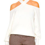 ZARA  sweater knit criss cross neck cutout M ribbed fall casual formal ribbed Photo 0