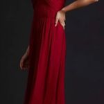 Anthropologie  Women’s Crimson Red Crinkle Halter Midi Dress medium Photo 0