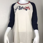 47 Brand '47 Women's NFL New England Patriots Raglan Shirt Tee Blue Red White Splitter Photo 0