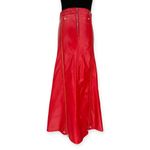 Beulah | NWT | L | Faux Red Leather Zipper Pleats High Waist A-Line Midi Skirt Photo 4