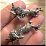 JJ Jonette removable cherub silver tone earrings Photo 11