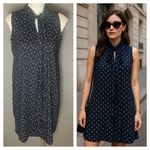 Loft Black Paw Print Tie Neck Sleeveless Dress MP | Animal Lover Chic Photo 9