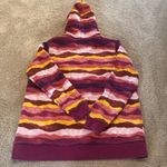 Lands End Rainbow Terry Toweling Hoodie Purple Yellow Pink Stripe Sz LARGE Photo 6