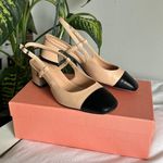 Black toe square heel kitten heels tan Size 6 Photo 0