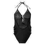 EXPRESS Swimsuit One Piece Lace Up Halter Deep V XS New Photo 1