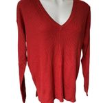 Abound NWT Nordstrom  Pullover Sweater V-Neck , Red Persimmon Photo 3