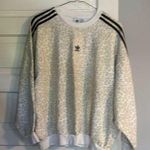 Adidas White and Black Crewneck Sweater with Classic Stripes Photo 0
