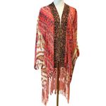 Entro Kimono Shawl Cover Up Tassel Wide Sleeves Sz Med Boho Women's Open Type Photo 1