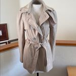 EXPRESS short Beige Double-Breasted Trench Coat Photo 6